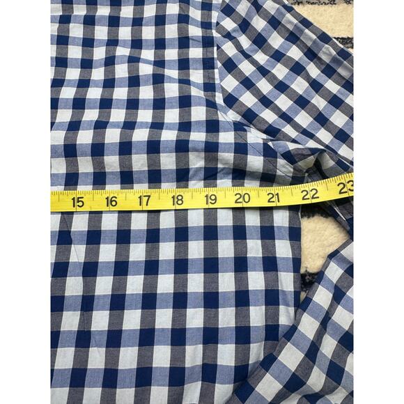 Express Modern Fit 16-16 1/2 Plaid Blue Button up Shirt Large preppy academia - Picture 7 of 8